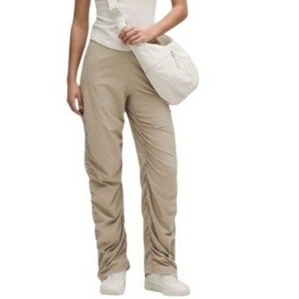 Lululemon Dance Studio Slim Fit High Rise Ruched Pants W5GUVS‎ Sz L Sheer Oak
